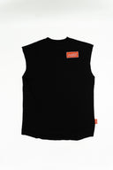 Débardeur Natif bleu classic, coton bio et col rond, avec une etiquette Natif brodée