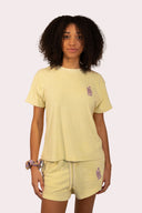 T-shirt matière éponge Mèdes Porquerolles, pour femme, couleur jaune rouge ou bleu.