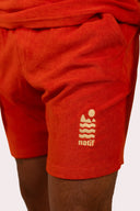 Short matière éponge Mèdes Porquerolles, pour homme, couleur jaune rouge ou vert.