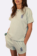 T-shirt matière éponge Mèdes Porquerolles, pour femme, couleur jaune rouge ou bleu.