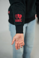 Hoodie noir unisexe, coton bio avec capuche et broderie, avec le message don't break my earth de la marque de vêtements Natif