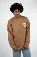 T-shirt Natif manche longue flower de couleur beige et marron