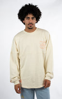 T-shirt Natif manche longue flower de couleur beige et marron