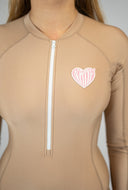 Lycra pour natif femme Natif heart, marron, avec un indice UPF 50% pour rester au soleil et dans l'eau en toute sécurité