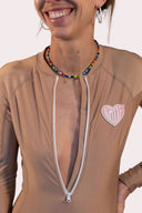 Lycra pour natif femme Natif heart, marron, avec un indice UPF 50% pour rester au soleil et dans l'eau en toute sécurité