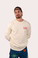 T-shirt manches longues en coton Natif classique, couleur violet ou crème, pour homme et femme dans le style good vibes