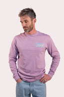 T-shirt manches longues en coton Natif classique, couleur violet ou crème, pour homme et femme dans le style good vibes