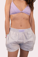 Caleçon violet pour homme et femme Natif, en coton, avec une broderie Natif au dos et un style good vibes et détente