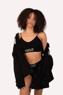 Sous-vêtements brassière pour femme Natif pixel, en nylon, couleur noir et blanc avec un style surf et décontracte