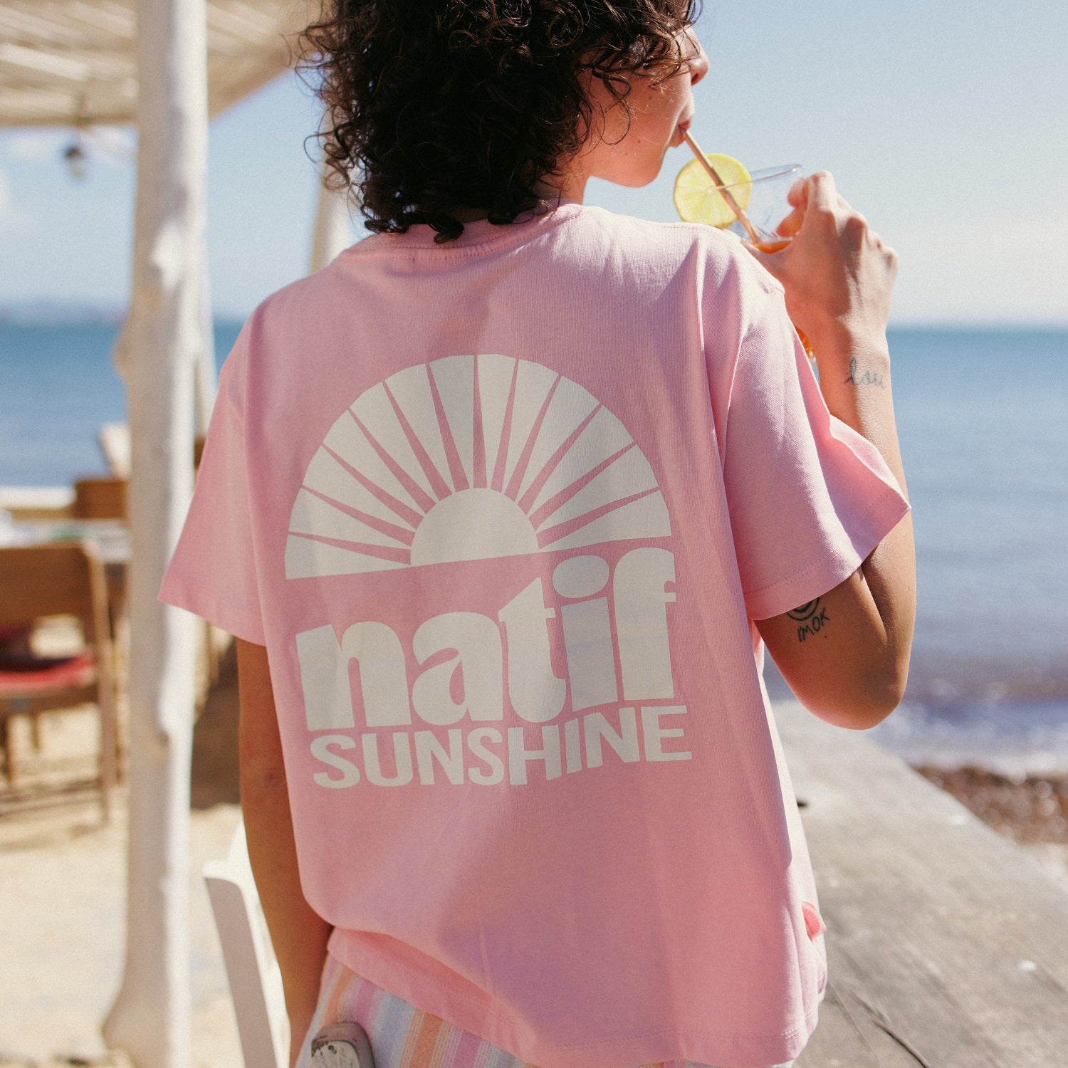 T-shirt femme Retro Sunshine rose