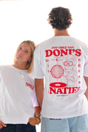 T-shirt blanc unisexe de la collaboration Natif et Doni's kebab au Cap Ferret, col rond en coton bio
