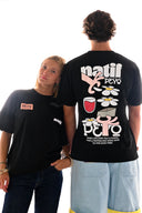t-shirt natif x peyo, collaboration, coton bio et couleur noir en version unisexe