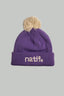 Bonnet enfant violet pour l'hiver avec pompon en coton, style snow et surf, de la marque de vêtements Natif