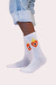 Paire de chaussettes pour adultes, coeur enflammé, coton bio et couleur blanche par la marque de vêtements Natif