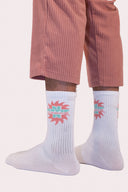 Paire de chaussettes Natif sunshine, avec un soleil rouge, style surf en coton bio pour homme et femme