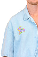 Chemise Natif en matière jean de couleur bleu