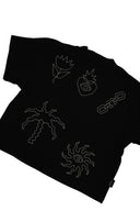 T-shirt crop fit avec des broderies en forme de tatoo de la marque natif