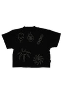 T-shirt crop fit avec des broderies en forme de tatoo de la marque natif