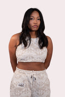 Crop jacquard pour femme, couleur beige, style surf et ethnique avec un confort unique et des good vibes