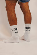 Chaussettes blanches avec des coeurs et fleurs de la marque de vêtement Natif