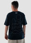 T-shirt noir des Mèdes à Porquerolles, broderie avec étiquette personnalisée, en coton bio pour homme et femme.