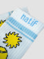 Paire de chaussettes blanc avec balle de tennis et soleil par la marque Natif, en coton pour les adultes