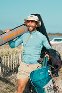 Lycra pour homme Natif, bleu et marron, avec un indice UPF 50% pour rester au soleil et dans l'eau en toute sécurité