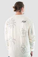 T-shirt manche longue tatoo noir et blanc, col rond et coton bio, style surf et good vibes 
