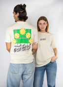t-shirt ACE club de la marque de vêtements Natif avec une couleur beige, unisexe, en coton bio et col rond