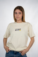 t-shirt ACE club de la marque de vêtements Natif avec une couleur beige, unisexe, en coton bio et col rond