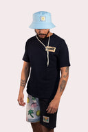 T-shirt Natif Porquerolles classique en couleur rose ou noir, coton bio et col rond, dans l’esprit good vibes
