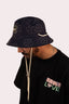 Bob natif top stitching avec des motifs fleurs noir