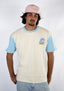 T-shirt Hossegor de la marque de vêtements Natif avec des couleurs bleu et crème pour un style surf et good vibes en version unisexe