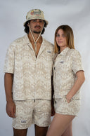 Chemise jacquard pour homme, couleur beige, style surf et ethnique avec un confort unique et des good vibes