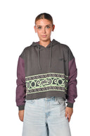 Hoodie crop à imprimé ethnique, coupe courte et motifs colorés