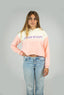 Sweat crop à capuche, coton bio, couleur crème et rose avec un style montagne outdoors de la marque de vêtements Natif.