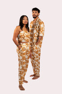 Pantalon fluide pattern pour homme avec des motifs de soleil et fleurs dans le style surf de la marque de vêtements Natif