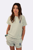 T-shirt matière éponge Mèdes Porquerolles, pour femme, couleur jaune rouge ou bleu.