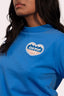 T-shirt manches courtes pour femme, couleur bleu et en coton bio avec col rond, design sea lover au style surf