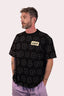 T-shirt noir et blanc Natif, fleurs good vibes, col rond et en coton bio, pour homme et femme