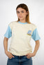 T-shirt Hossegor de la marque de vêtements Natif avec des couleurs bleu et crème pour un style surf et good vibes en version unisexe