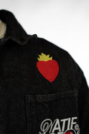 Veste en jean artistic lover noir et rouge