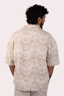 Chemise jacquard pour homme, couleur beige, style surf et ethnique avec un confort unique et des good vibes