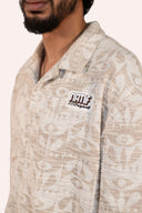 Chemise jacquard pour homme, couleur beige, style surf et ethnique avec un confort unique et des good vibes