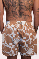 Maillot short de bain pour les adultes homme, surf elements, couleur crème et marron de la marque de vêtements Natif