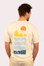 T-shirt beige des M§des à Porquerolles par la marque de vêtements Natif, col rond et version unisexe.