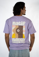 T-shirt de l'île du levant, dans le var, par la marque de vêtements Natif, couleur violet et version unisexe en col rond