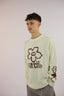 Sweat pour homme et femme couleur jaune avec une fleur marron dans un style good vibes et oversize