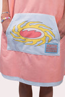 Poncho rose et blanc Natif pour adultes avec un style good vibes de sunrise et sunshine surf, ultra doux et avec lacet refermable