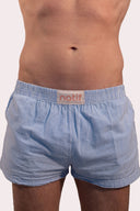 Caleçon parachute bleu pour homme et femme Natif, en coton, avec une broderie Natif au dos et un style good vibes et détente